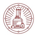 Moonshine still icon. Cooper alcohol distillation unit alembic. Vector illustration in line art style