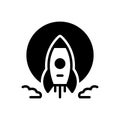 Black solid icon for Moonshot, launch and rocket Royalty Free Stock Photo