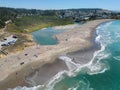 Moonstone Beach, central California coast from the air Royalty Free Stock Photo