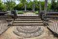 The moonstone at the Ratnaprasada at Anuradhapura. Royalty Free Stock Photo