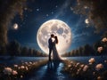 Moonstruck Love: Capturing Romance in a Starlit Canvas