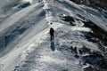 Moonwalker in mountains. Winter scenery.