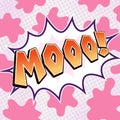 Mooo comics pop art icon. Cow sound Moo word bubble vector illustration Royalty Free Stock Photo