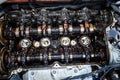 Moor carbonization, detail on disassembled car engine. Royalty Free Stock Photo