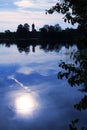 Moor lake with moonlight scenery