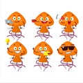 Moordecovirus cartoon character with various types of business emoticons