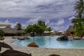 MOOREA, FRENCH POLYNESIA - OCTOBER 8 2011 - Tropical Island resort swimming pool