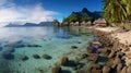 Moorea island beach panorama French Polynesia. Generative AI Royalty Free Stock Photo