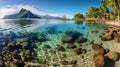 Moorea island beach panorama French Polynesia. Generative AI Royalty Free Stock Photo