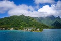 Moorea island harbor and pacific ocean lagoon landscape Royalty Free Stock Photo