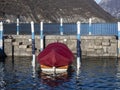 Moored boat in a dock of Lake Iseo Royalty Free Stock Photo