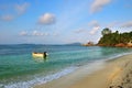 A moored boat at Seychelles islands Royalty Free Stock Photo