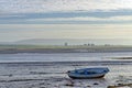 A moored boat at Sunderlnd point at low tide
