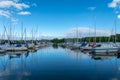 Moored boats at a marina in lake mÃÂ¤laren in Sweden