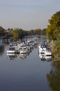 Moored boats on the River Thames at Hampton Court Royalty Free Stock Photo