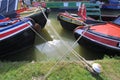 Moored boats at side of canal Royalty Free Stock Photo