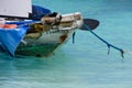 Moored fishing boat in ocean Royalty Free Stock Photo