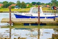 Moored fishing boat at Southwold Harbour in the UK