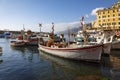 Moored fishing boats in Camogli, Italy