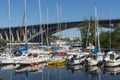 Moored leisureboats in marina FredhÃÂ¤ll Stockholm Royalty Free Stock Photo