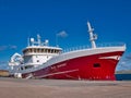 Moored at Lerwick harbour, the Research LK 62, a midwater trawler built in 2018 - one of the Shetland pelagic fishing fleet