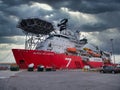 Moored at Lerwick, Shetland, UK the advanced diving vessel Seven Atlantic, an offshore supply ship built in 2010