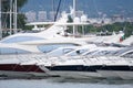 Moored luxury yachts stand on an anchor Royalty Free Stock Photo
