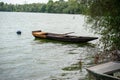 Moored, old rowboat on a lake Royalty Free Stock Photo