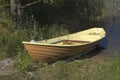 Moored rowing boat on a lake shore, Finland Royalty Free Stock Photo