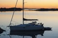 Moored sailingboat eveninglight Sweden