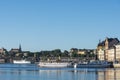 Moored tourist passengerboats at Skeppsbron Stockholm Royalty Free Stock Photo