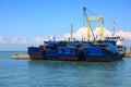 Moored wooden fishing boats