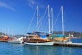 Moored yachts, near Kekova island Royalty Free Stock Photo