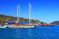 Moored yachts, near Kekova island Royalty Free Stock Photo