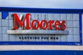 Moores banner at storefront. aka Moores the Suit People - Clothing for Men, HALIFAX, NOVA SCOTIA, CANADA