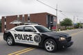 MOORESVILLE, NC-May 19, 2018: Town Police Vehicle Black and White Car