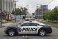 MOORESVILLE, NC-May 19, 2018: Town Police Vehicle Black and White Car