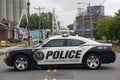 MOORESVILLE, NC-May 19, 2018: Town Police Vehicle Black and White Car