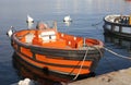 Mooring boat in a harbour Royalty Free Stock Photo