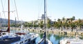 Mooring of boats in the moll de la Fusta in Barcelona