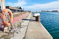 Mooring bollards and lifebuoy Royalty Free Stock Photo