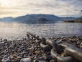 Mooring chain on a beach of Lake Como