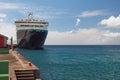Mooring, cruise liner and sea. Kingstown, Saint-Vicent