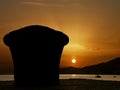 Mooring detail in sunset Royalty Free Stock Photo