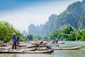 Mooring dock bamboo rafting Yulong river Guilin Royalty Free Stock Photo