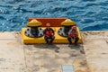 Mooring gang and port workers in Cozumel, Mexico