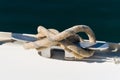 Mooring line attached to the cleat Royalty Free Stock Photo