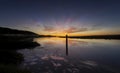 Mooring post on the Loughor estuary Royalty Free Stock Photo