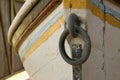 Mooring ring on an old boat Royalty Free Stock Photo