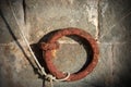 Mooring Ring with a Rope on a Wall Royalty Free Stock Photo